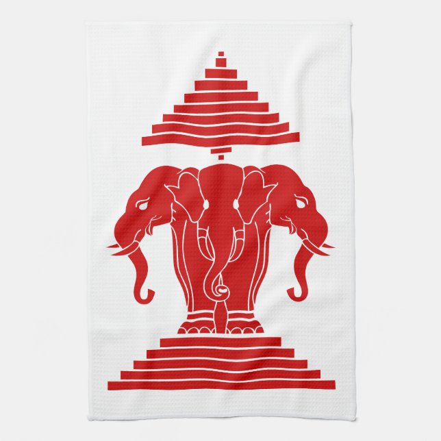 Erawan Three Heawn Elephant Lao/Laos Flagga Kökshandduk (Vertikal)