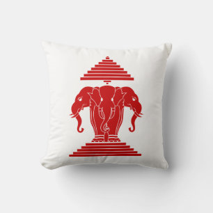 Erawan Three Heawn Elephant Lao/Laos Flagga Kudde