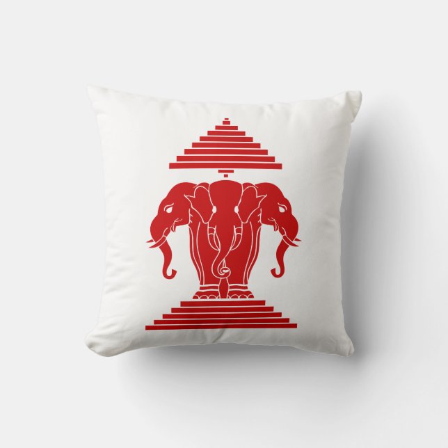 Erawan Three Heawn Elephant Lao/Laos Flagga Kudde (Framsida)