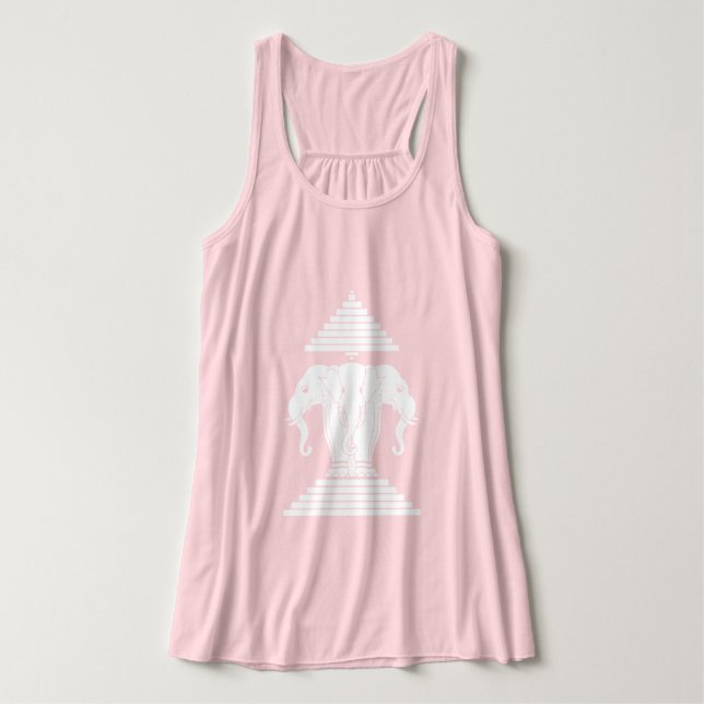 Erawan Three Heawn Elephant Lao/Laos Flagga Linne Med Racerback (Design framsida)