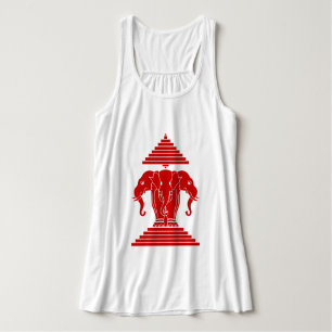 Erawan Three Heawn Elephant Lao/Laos Flagga Linne Med Racerback