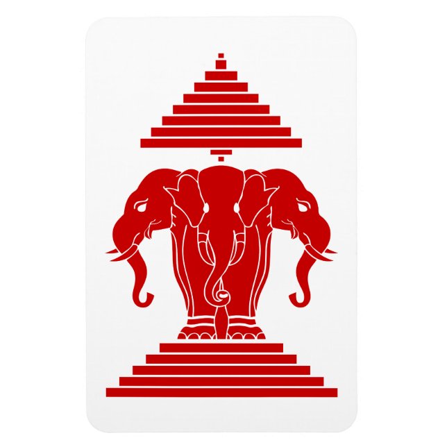 Erawan Three Heawn Elephant Lao/Laos Flagga Magnet (Vertikal)
