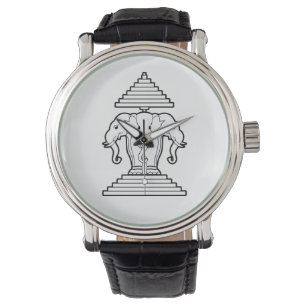 Erawan tre Heathrowed Elephant Lao/Laos Flagga Armbandsur