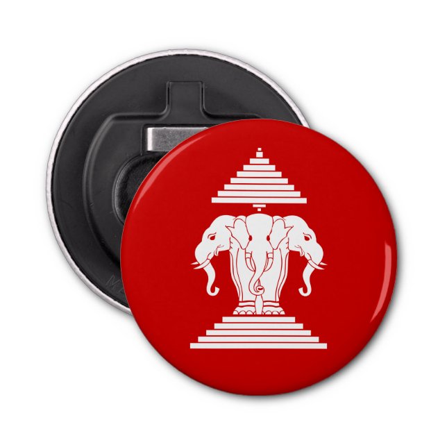 Erawan tre Heathrowed Elephant Lao/Laos Flagga Flasköppnare (Framsidan)