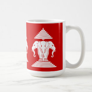Erawan tre Heathrowed Elephant Lao/Laos Flagga Kaffemugg