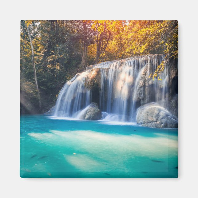 Erawan Waterfall i Kanjanaburi-provinsen Thailand Magnet (Framsidan)