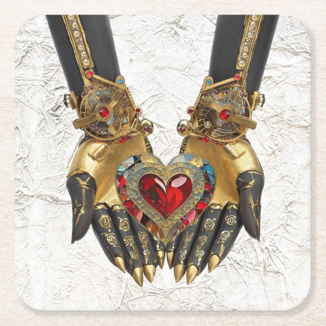 Erbjudandet - hjärtat i Händer Underlägg Papper Kvadrat (Framsidan)