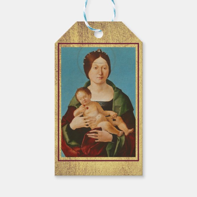 Ercole de'Roberti - Virgin and Child Presentetikett (Framsidan)