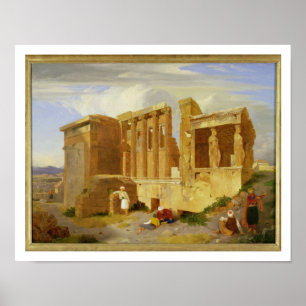 Erechtheumen, Athens, med figurer i Foregren Poster