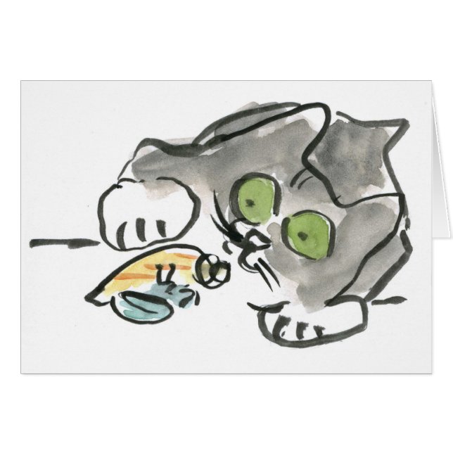 Eremitkrabba & kattunge hälsningskort (Framsidan Horizontal)