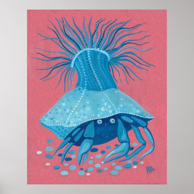 Eremitkräfta Hav Ocean Undervattensdjur Målning Poster (Framsidan)