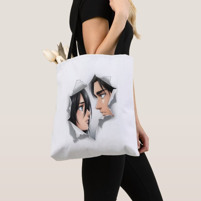 Eren & Mikasa AOT Estetisk Rivet Papperskasse Tygkasse (Närbild)