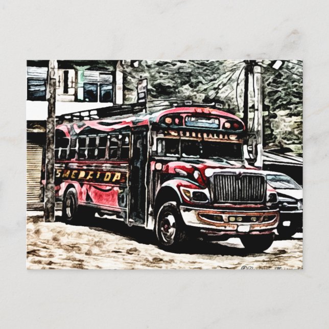 Erfarenhet från Chicken Buss i Guatemala Vykort (Framsida)