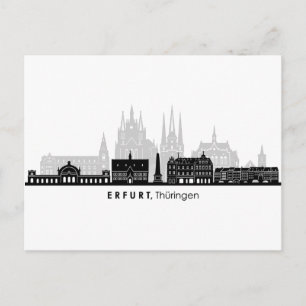 ERFURT Thuringia Tyskland City Skyline Silhouette Vykort