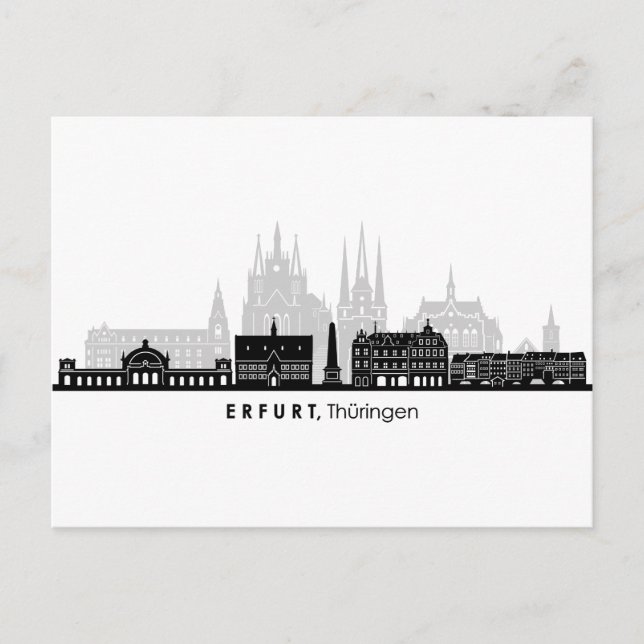 ERFURT Thuringia Tyskland City Skyline Silhouette Vykort (Framsida)