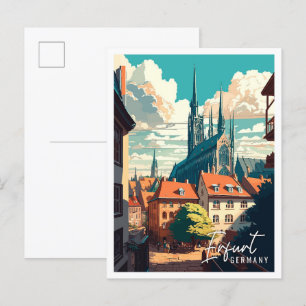 Erfurt Tyskland illustration av vintage resor Vykort