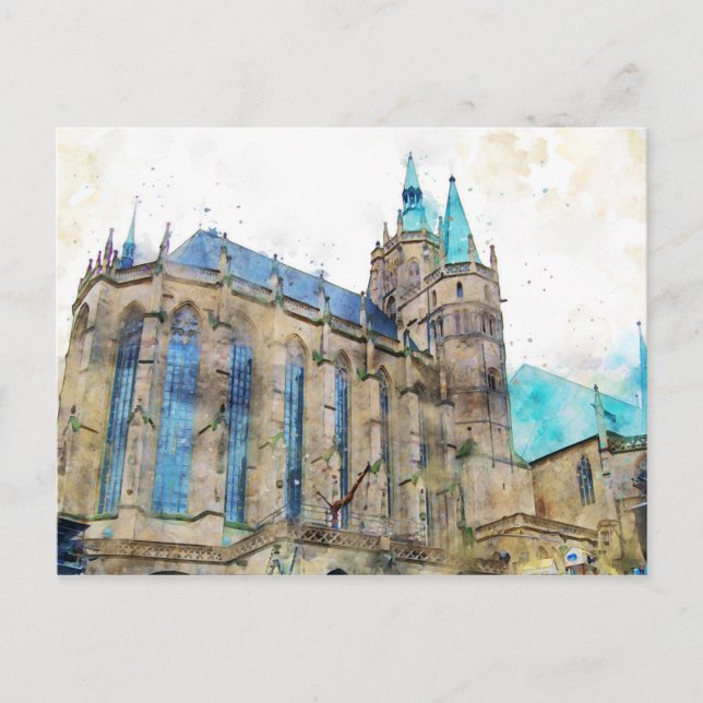 Erfurter Dom. Stadtansicht von Erfurt. Vykort (Framsida)