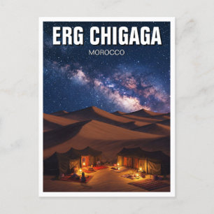 Erg Chigaga Marocko Resa Night Milky way Vykort