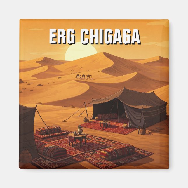 Erg Chigaga Marocko Travel Magnet (Framsidan)