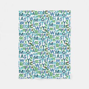 Eric Carle Blå och Grönt Alphabet Mönster Fleecefilt
