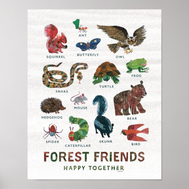 Eric Carle | Forest Friends Lycklig tillsammans Poster (Framsidan)