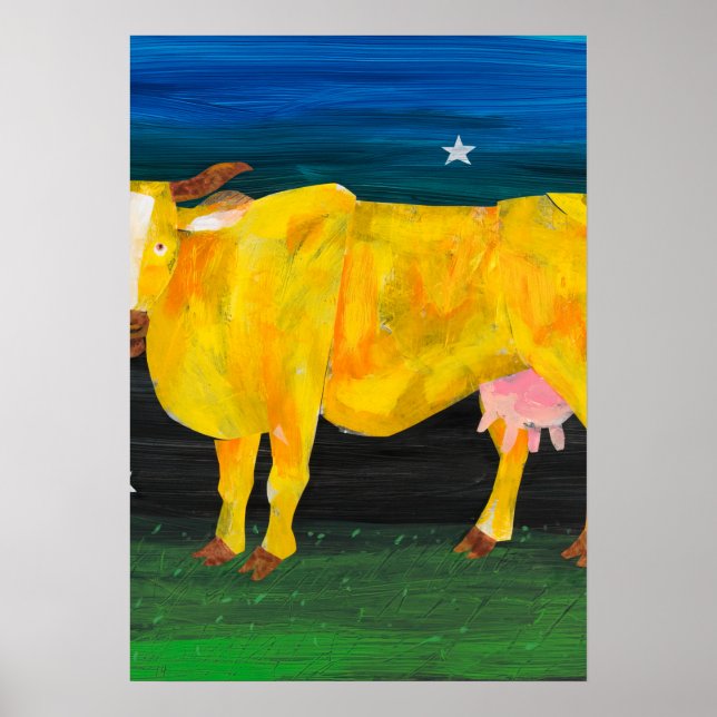 Eric Carle - Ko på gul bakgrund Poster (Framsidan)