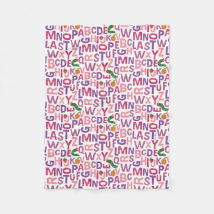 Eric Carle Rosa och Lila Alphabet Mönster Fleecefilt
