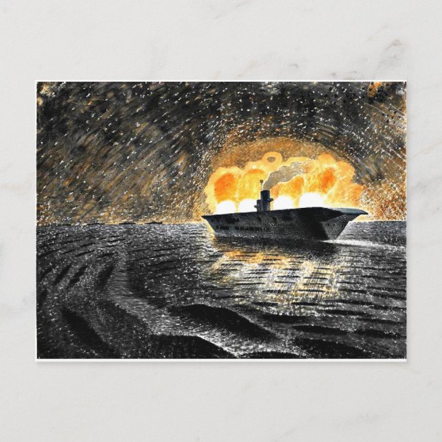 Eric Ravilious art, HMS Ark Royal in Action Vykort (Framsida)