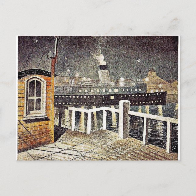 Eric Ravilious art, S.S. Brighton Lämnande Newhave Vykort (Framsida)