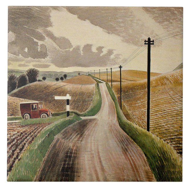 Eric Ravilious art, Wiltshire Ligcape Kakelplatta (Framsidan)