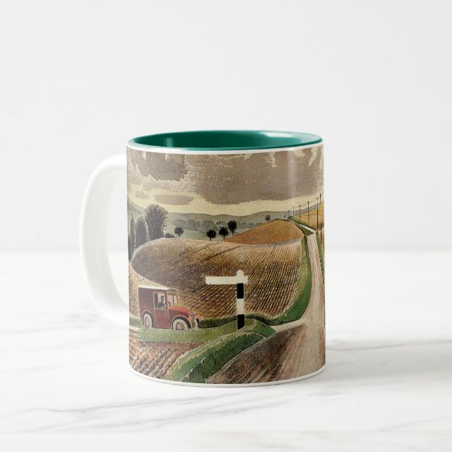 Eric Ravilious art, Wiltshire Ligcape Två-Tonad Mugg (Framsida vänster)