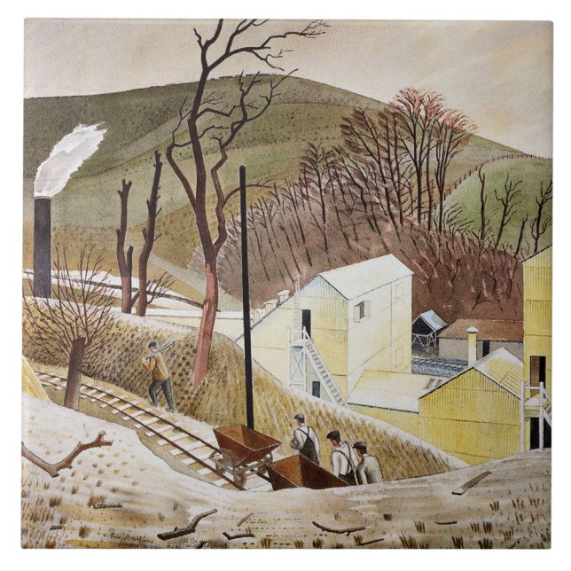 Eric Ravilious - Cement Works No. 2 Kakelplatta (Framsidan)