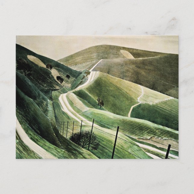 Eric Ravilious - Chalk Väg, berömd Art. Helg Vykort (Framsida)