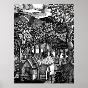 Eric Ravilious - Church under a Backe, Poster