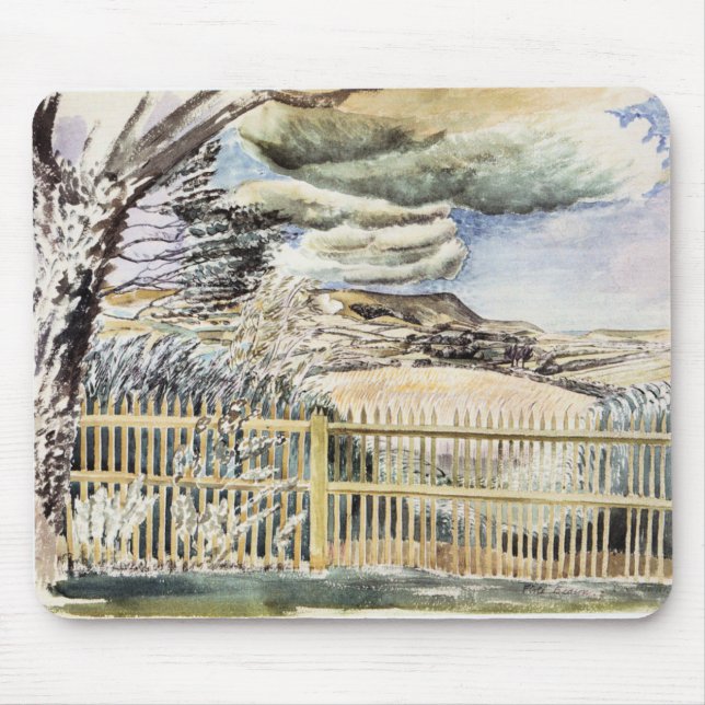 Eric Ravilious - Firle Beacon, bra konsmålning Musmatta (Framsidan)