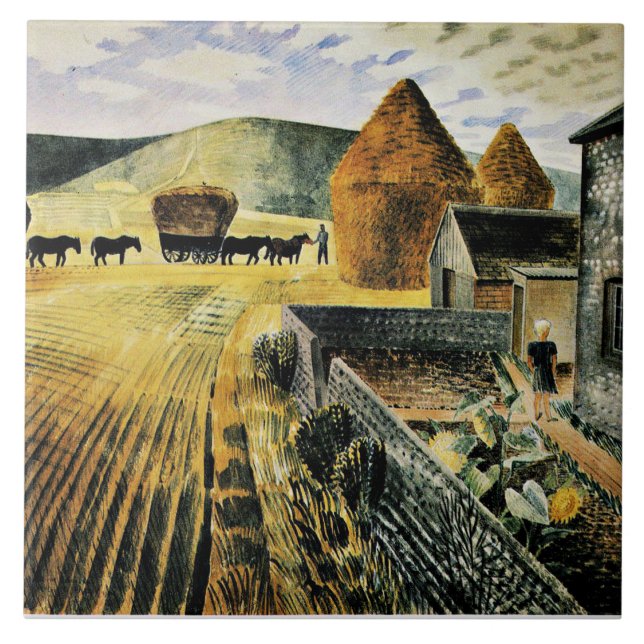 Eric Ravilious - Furlongs, bra konsmålning, Kakelplatta (Framsidan)