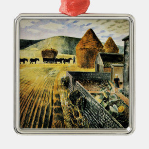 Eric Ravilious - Furlongs, målning av berömd, Julgransprydnad Metall