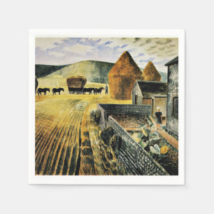 Eric Ravilious - Furlongs, målning av berömd, Pappersservett
