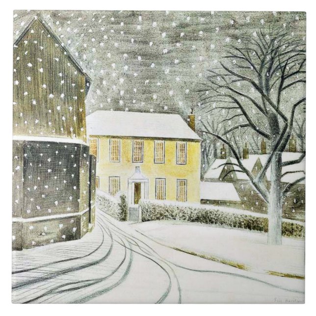 Eric Ravilious - Hallstead Road i Snö, Kakelplatta (Framsidan)