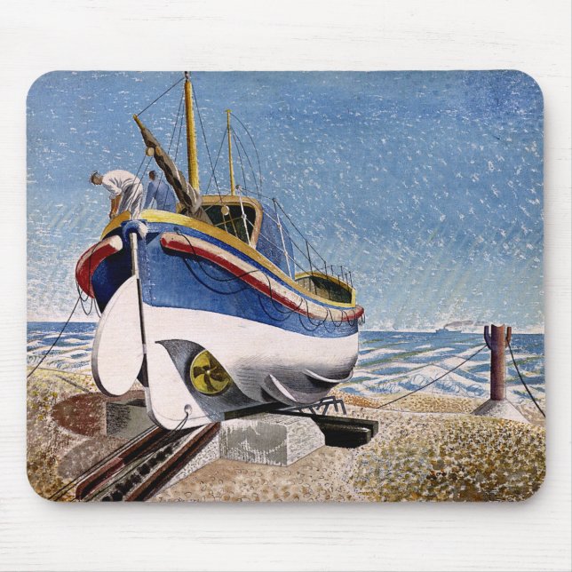 Eric Ravilious - Livbåt i Adelburgh. Musmatta (Framsidan)