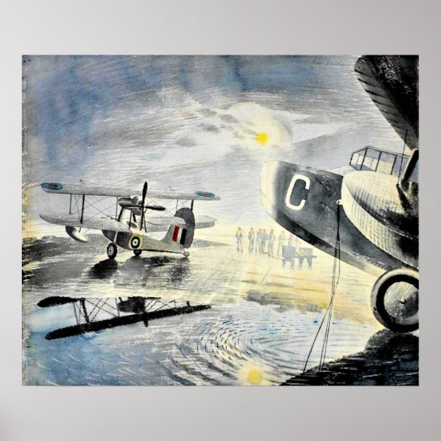 Eric Ravilious - Morgon på Tarmac Poster (Framsidan)