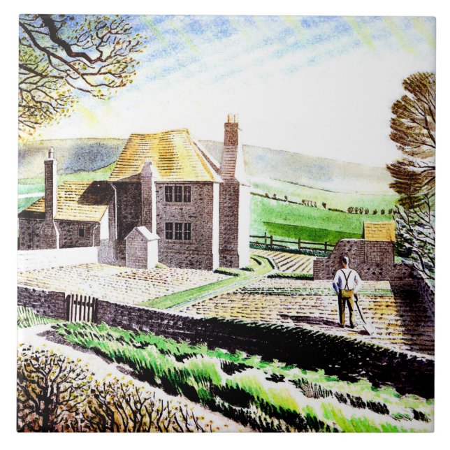 Eric Ravilious, Shepherd's Cottage, Kakelplatta (Framsidan)
