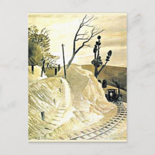 Eric Ravilious - Steam Tåg Rounding a Bend. Vykort