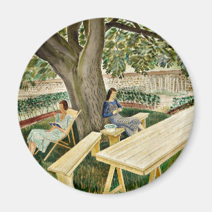 Eric Ravilious - Två kvinnor i en Garden, bra kons Magnet