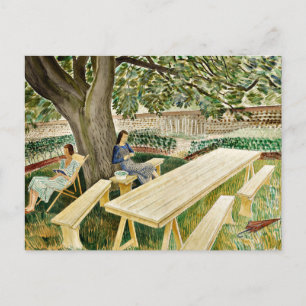 Eric Ravilious - Två kvinnor i en Garden, bra kons Vykort
