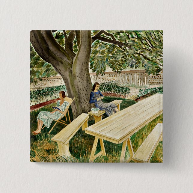 Eric Ravilious, Två kvinnor i en trädgård, Knapp (Framsida)