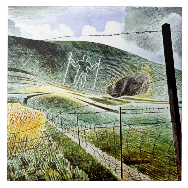 Eric Ravilious - Wilmington Giant, bra konst Kakelplatta (Framsidan)