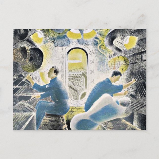 Eric Ravilious, Working Controls when Submerged Vykort (Framsida)