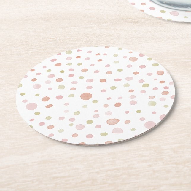 Erica Confetti Watercolor Dots Papper Underlägg Rund (Vinklad)