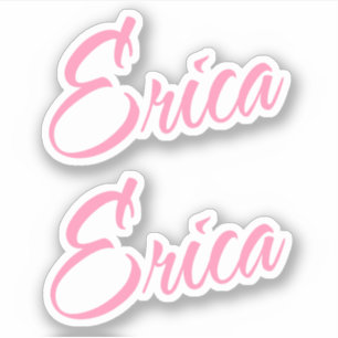 Erica Decorative Namn in Rosa x2 Sticker Klistermärken